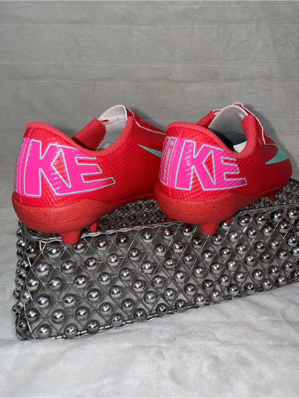 Nike Jr Mercurial Vapor 16 Club Cleats Ember Glow Pink Teal Sz 11C FQ8290-800 - Picture 14 of 15